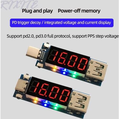 Type-C PD decoy module Quick charge trigger module DC digital display voltage ampere meter Test instrument Support PD2.0 PD3.0
