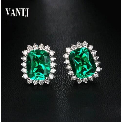 VANTJ 100% 10K Gold Earring Sterling Lab Grown Emerald Moissanite Fine Jewelry for Women Lady Party Wedding Gift