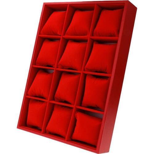 SZanbana Velvet Stackable Jewelry Watch Store Display Showcase Holder Organizer Storage Tray With 12 Grids Pillow Tray Container