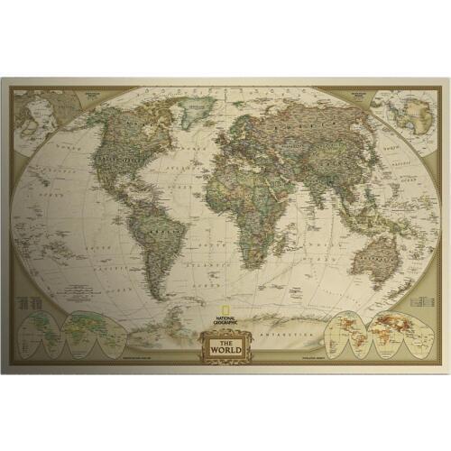 Vintage World Map Wall Stickers Home Decor Art Wallpaper decoration Retro Paper Matte Kraft Paper Map Of World
