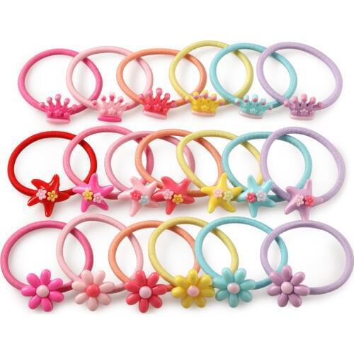 XIMA 1Set=6PCS Starfish Girls Sweet Hair Accessories Hair Rope Ponytail Holder Elastic Hair Band with Flower Star Kids Hair Tie
