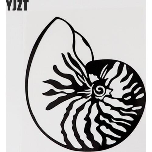 YJZT 13.3CM×14.9CM Marine Animal Conch Vinyl Car Stickers Black/Silver Decal 13D-1210