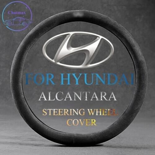 Alcantara Suede Leather Car Steering Wheel Cover Universal for Hyundai All Series IX35 Elantra Tucson Sonata Kona 37-38cm Wrap