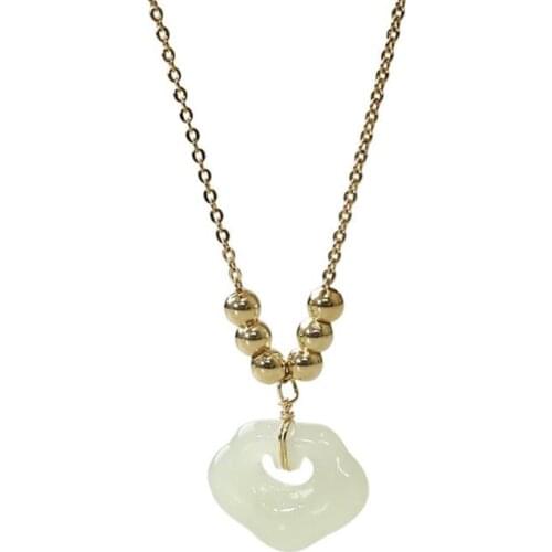 Lucky Jade Lock Pendant Women Choker Necklaces Gold Accessories Female Silver Plated Chain On Neck Girls Clavicle Necklace