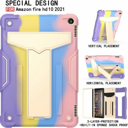 Heavy Duty TPU + PC Hard Stand Shockproof Cover For A Mazon Fire HD 10" 2021 Funda