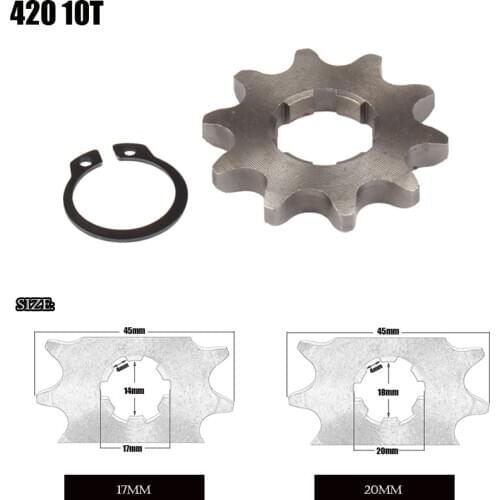 Motorcycle Front Engine Sprocket 420 17mm 20mm 10 Tooth for Stomp Upower Dirt Pit Bike ATV Quad Go Kart Moped Buggy Scooter