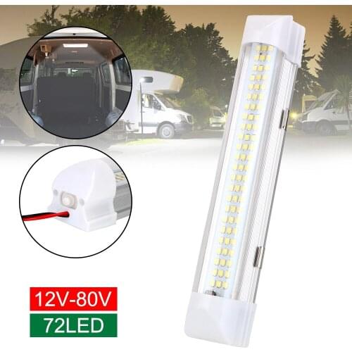 12-80V 72 LED Caravan Interior Light Truck Read Ceiling Dome Lamp ON/OFF Switch Bright Bulb For Boat Van Trailer Car Accessories