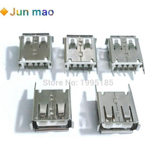 20PCS/LOT USB Socket Looper USB-A Type Connector Female 13.7MM USB-A Mother Seat Straight Fixed Foot Curling USB-A Female Hot