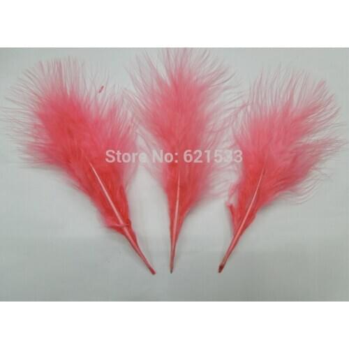 200pcs/Lot 10-18cm Watermelon Red Turkey MARABOU Feathers for Fly Tying,Loose Craft Feathers for Jewelry Making