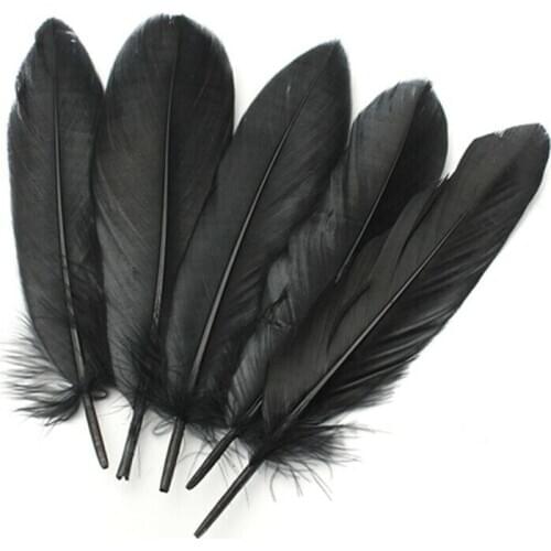 50pcs High Quality Beautiful Large Goose Feathers 6-8 inches /15cm to 20cm Black