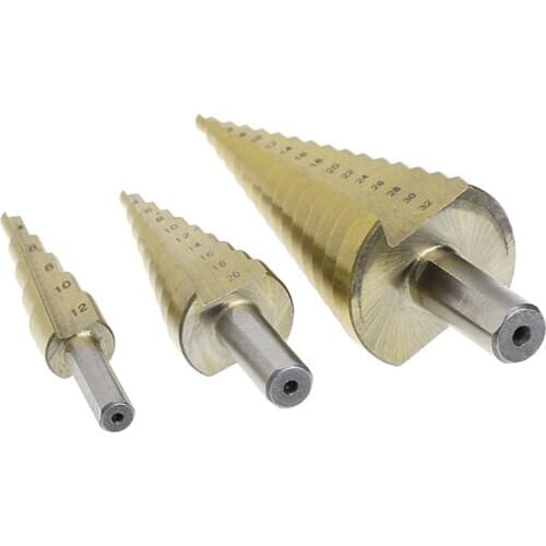 6 Pcs/Set HSS Steel Titanium Coated Step Drill Bit Hole Cutter 4-32mm Metal Tool