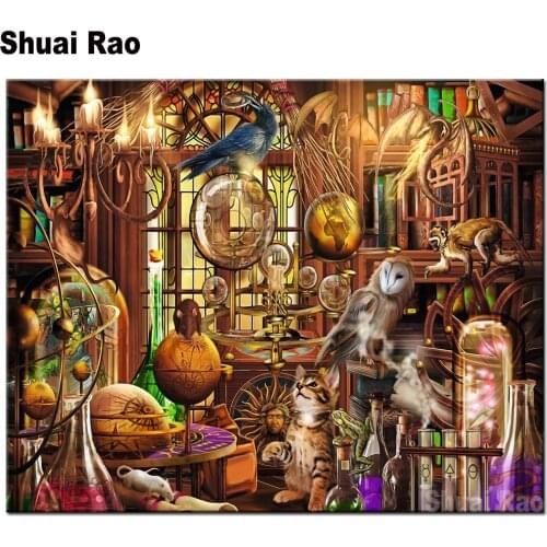 Owl cat rat study diamond embroidery animals diy diamond mosaic picture laying out rhinestones fantasy diamond painting cartoon