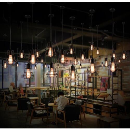 American wrought iron rural retro art bubble dining room personality coffe shop chandeliers