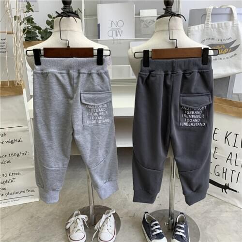 Baby Boys Trousers Autumn Winter Kids Fashion Letter Pocket Cotton Harem Pants Casual Loose Elasticity Sport Pants for Boy 3-6 Y