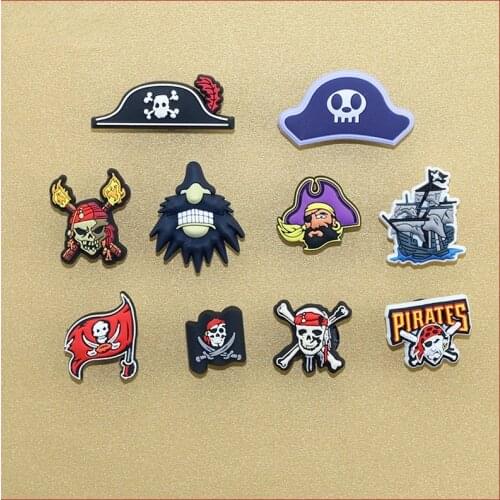 Crocses Charms Designer DIY Cartoon Pirate, Pirate Ship, Pirate Hat Shoes Decaration for Croc JIBZ Clogs Kids Boys Women Girls