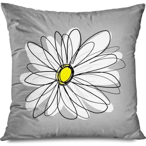 CHARLLR Throw Pillow Cover 18x18 Inch Quotes Light Gray Yellow Grey Daisy Flowers Abstract Sunshine Trendy White Abstract