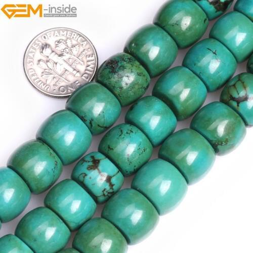 Gem-inside 5-10 mm Rondelle Smooth Green Old Turquoises Stone Beads For Jewelry Making DIY Bracelet Necklace 15inch DIY Beads