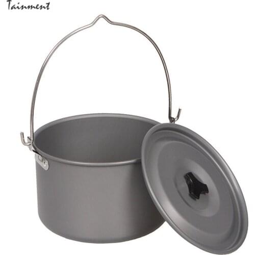 4.2L Aluminum Alloy Camping Pot Hanging Cookware Outdoor Cookware Pot Cooking Picnic for Campfire Pot Hiking Cooking Utensils