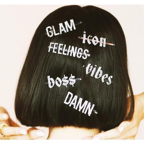 Hot Fashionable Words Hairclips "GLAM,Icon,FEELINGS,Vibes,Boss,DAMN" Hair Clips Hair Pins Hairgrips Hair Accessories WHOLESALE
