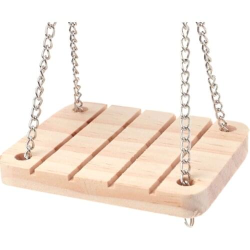 Pet Hamster Toys Wooden Swing Seesaw Rat Mouse Harness Parrot Hanging Suspension