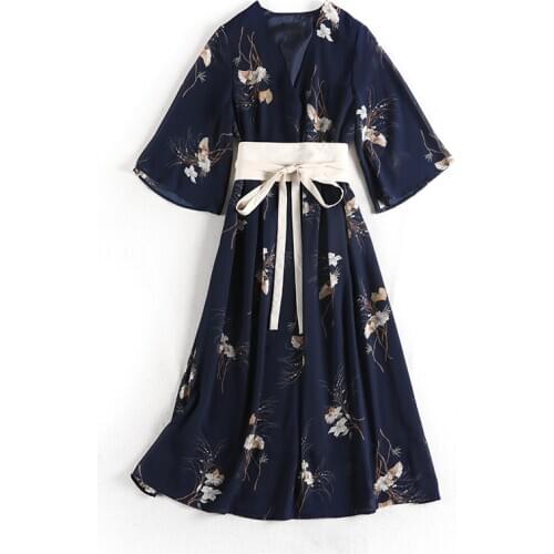 Japan Long Kimono Traditional Cosplay Geisha Vintage Clothing Printing Fashion Adult Dress Womens Yukata Japanese Style Haori