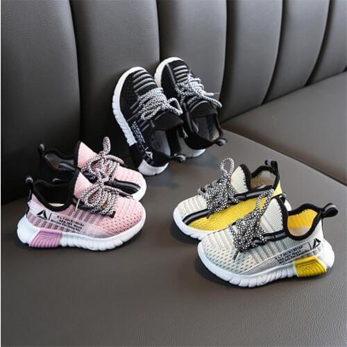 Children Shoes Kids Sports Running Sneakers For Boys Girls Unisex Lace-up Toddlers Shoes Breathable Soft Comfortable Spring Fall