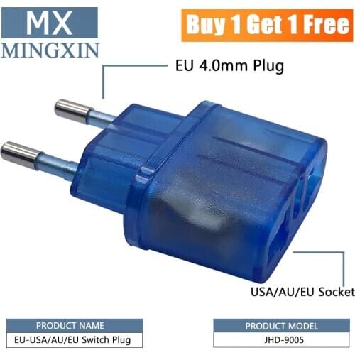 Buy one get one Universal EU USA UA UK to EU plug power 2 pin 4.0mm travel adapter plug round socket