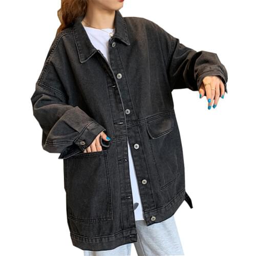 Long-sleeved Spring Autumn Womens Jacket Top Fashion Blue Denim Jacket With pocket Bomber Outerwear Female Basic Jeans Coats