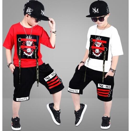 Boys Summer Suit 2019 New Summer Childrens Wear Korean Version of The Big Boy Child Boy Short Sleeve Two-piece