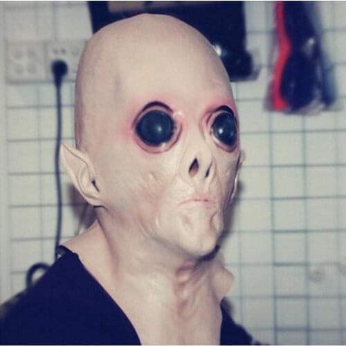 Halloween UFO Mask Creepy Latex UFO Alien Head Mask for Adults Masquerade Costume Party Cosplay