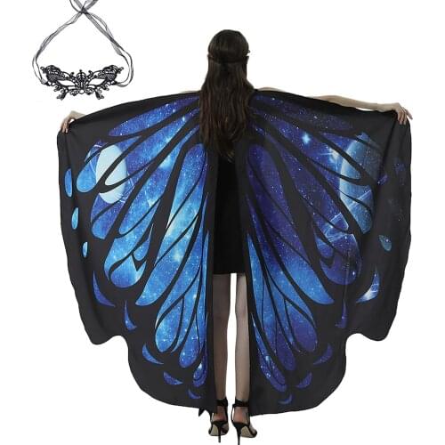Fashion Women Butterfly Wings Fairy Butterfly Shawl Halloween Monarch Wings Angel Wings Cape Nymph Pixie Costume Accessory F