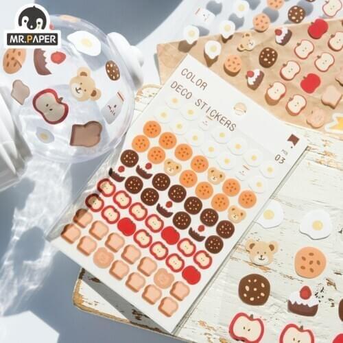 Mr.paper 6 Designs 3Pcs/lot Cute Bear Daily Deco Washi Diary Stickers Scrapbooking Planner Bullet Journal Doodling Stationery