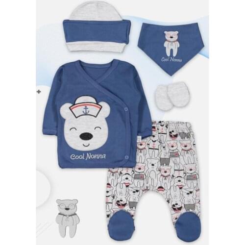 Male Baby Cotton Lux Hospital Output 5'li The Zibin Team Newborn Set Soft 100% Cotton Baby Gift Layette Hospital Outfit Baby