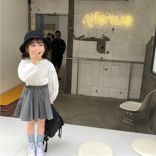 2020 new girl baby fashion clothing set spring autumn girls kids white shirts+pleated skirts,children clothes suits