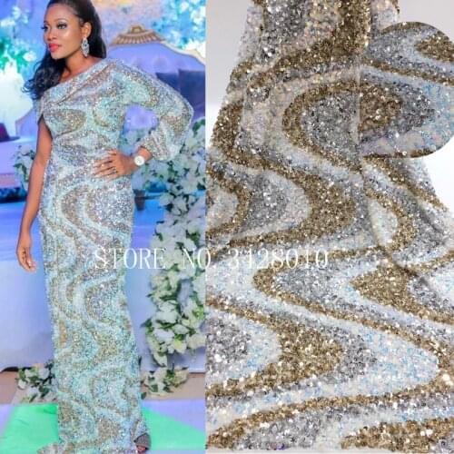 New Sequins Lace Fabric 2020 High Quality Latest Sequins African Lace Fabric Wedding French Tulle Lace Fabric Nigerican Wedding