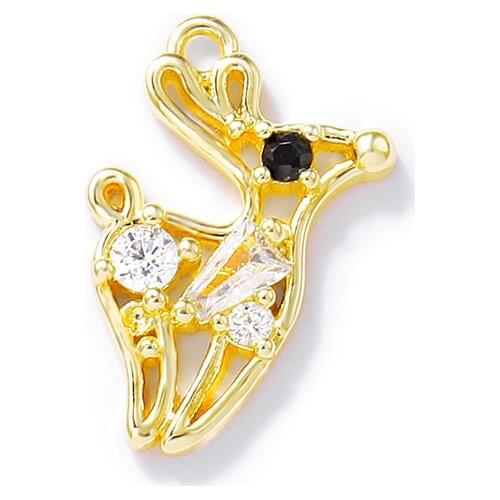 Factory wholesale Gold Color Brass and Zircon Deer Charms Pendants Necklace and Bracelet Earring Diy Jewelry Accessories