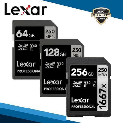 Lexar Original SD Card 1667X 250MB/s 64GB 128GB 256GB SDXC UHS-II U3 Flash Memory Card For 3D 4K Digital Camera