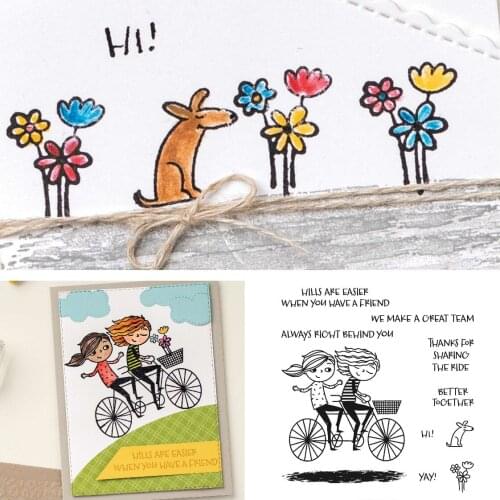 Bicycle Trip Play New Cutting Dies and Stamps Scrapbook Dariy Decoration Stencil Embossing Template Diy Greeting Card Handmade