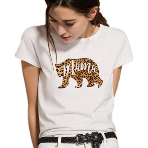 Harajuku Shirt Summer Short Sleeve Casual Tee Shirt Femme Mama Leopard Fashion Mothers Day T Shirt Women Tops Camiseta Mujer