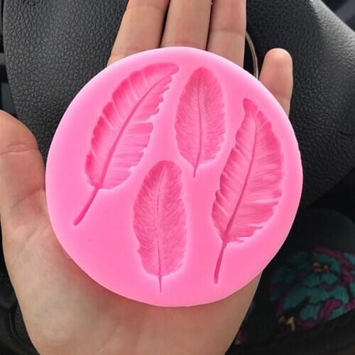 Mini 4Pcs Feather Silicone Mold For Sugarcraft Handmade Mould Fondant/Cake Decorating Tool Party DIY Mold Tool