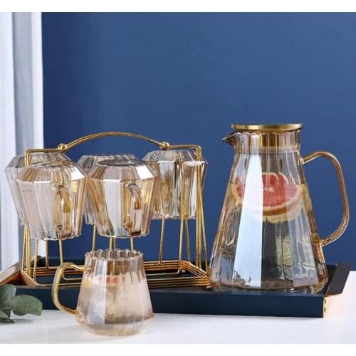 NHBR Glass Water Pot Cold Water Bottle Handle Water Kettle Transparent Heat Resistant Juice Teapot Pitcher Water Jug