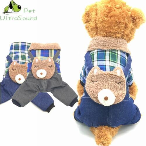 ULTRASOUND PET Jean Cat Dog Clothes Animal Printed Costume Warm Winter Dogs Clothes Coat Jacket Sleeping Bears Clothing For Dogs