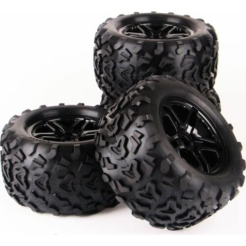 IN STOCK 4 PCS 17mm Hex Wheel Rim & 1/8 Scale RC Monster Truck Bigfoot Tires Tyre Black
