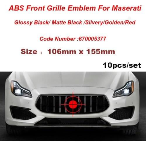 10pcs 106mm 155mm ABS Auto Car Head Hood Front Grille Badge DecorationFor Quattroporte Ghibli Cinquettroporte Levante Trident