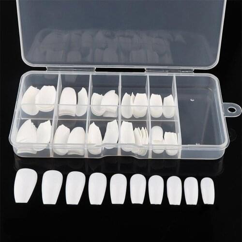 100pcs/box Fake Nail Artificial Press on Long Ballerina Clear/Natural/white False Coffin Nails Art Tips Full Cover Jewelry Box