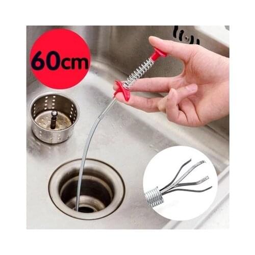 100Pcs/lot Fast Shipping Metal Wire brush Hand Kitchen Sink Cleaning Hook Sewer Dredging Device Spring Pipe Hair Dredging Tool