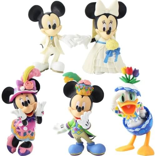 12-13cm 5pcs/Lot Wedding Mickey Mouse Minnie Donald Duck Daisy Toys Animal PVC Action Figure Model Dolls
