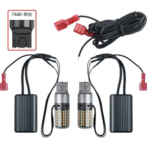 2PCS 1156 BA15S P21W BAU15S PY21w 3156 T20 7440 W21W Canbus LED Bulbs 3014 120SMD No Error Dual Color Turn Signal light NO Flash