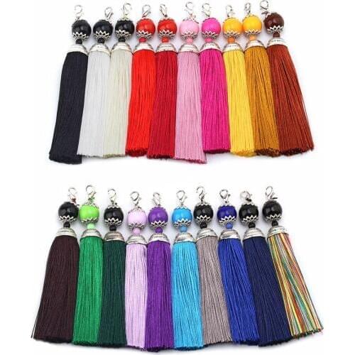 2Pc 8cm Tassel Fringe Lobster Clasp Decorative Tassel Fringe DIY Alloy Craft Tassel Curtain Garment Sewing Accessories key Hooks