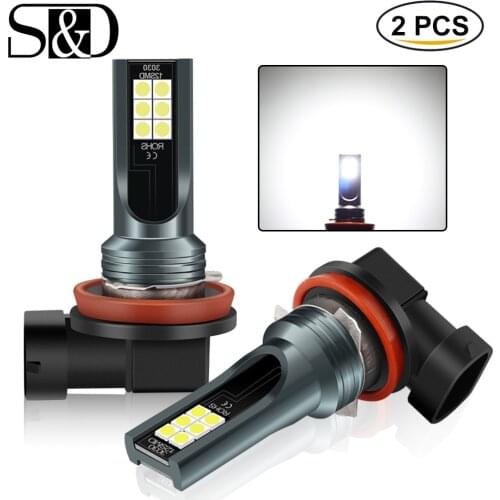 2Pcs 1200LM H7 led H8 H11 LED Bulb 9005 HB3 9006 HB4 Led Lamp Car Fog Lights Day Driving Running Light 6000K White 12V
